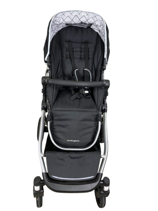 secondhand Mockingbird Single to Double Stroller, 2022, Silver with Black Leather, Windowpane, Black