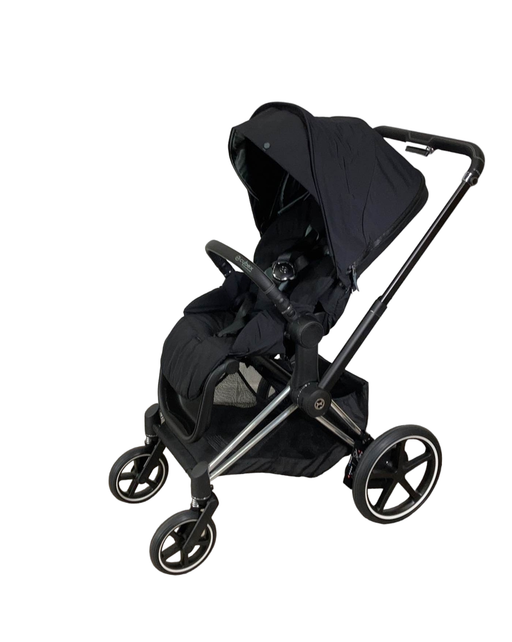 used Cybex E-PRIAM Electric Stroller, 2021, Deep Black, Chrome With Black Details