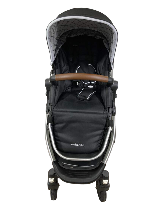 secondhand Mockingbird Single Stroller, 2023, Black, Windowpane, Silver With Penny Leather