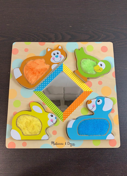 used Melissa & Doug First Play Wooden Touch And Feel Puzzle, Peek-a-Boo Pets