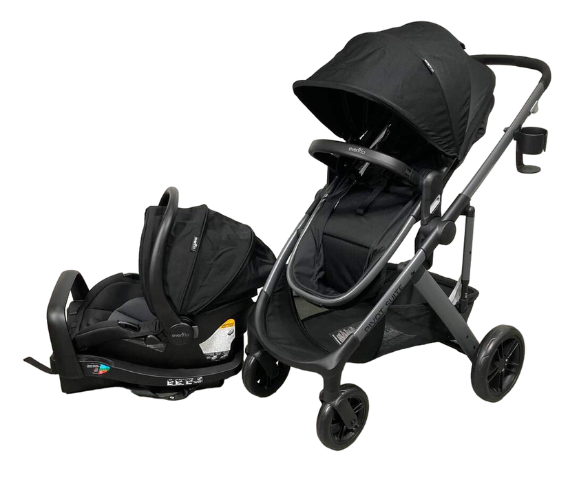 used Evenflo Pivot Suite Travel System, 2023 Dunloe Black