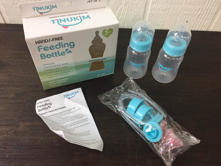 used Tinukim iFeed 4oz. Self Feeding Baby Bottle With Tube, 2-pack