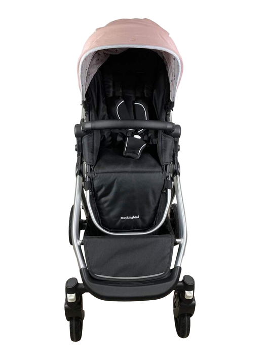 secondhand Mockingbird Single to Double Stroller, 2022, Silver with Black Leather, Watercolor Drops, Bloom