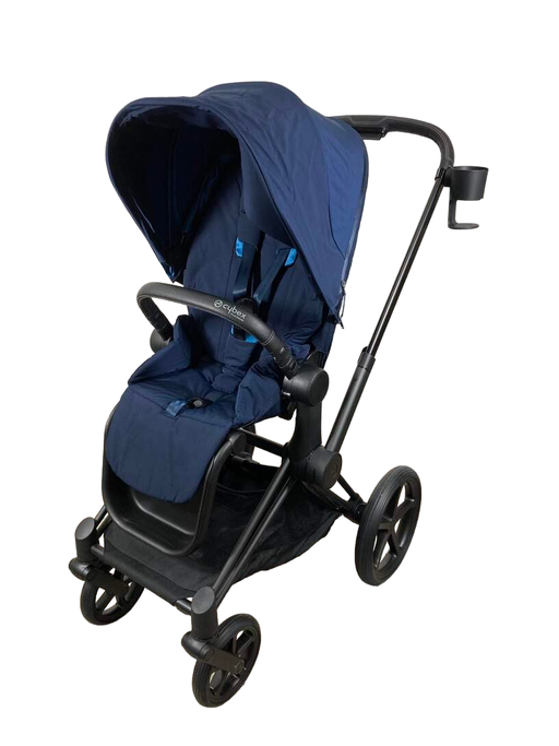 secondhand Cybex PRIAM Stroller, Matte Black, Nautical Blue, 2022