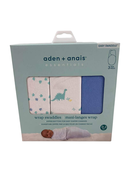 secondhand Aden + Anais Essentials Easy Wrap Swaddle, 3 Pack, 0-3 Months, Dino-Rama