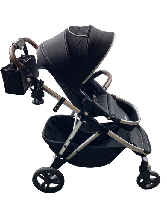 secondhand Mockingbird Double Stroller, 2021, Black, Windowpane, Silver with Brown Leather