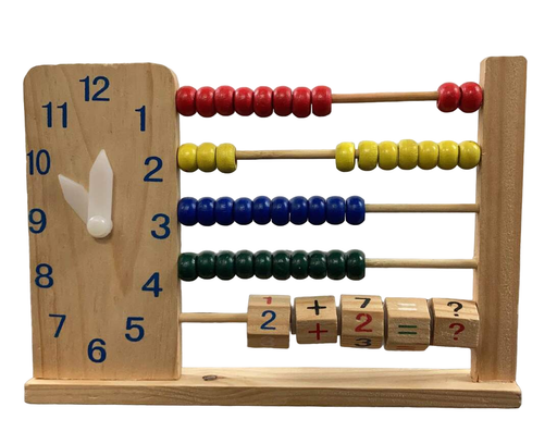 used Wooden Abacus With Clock