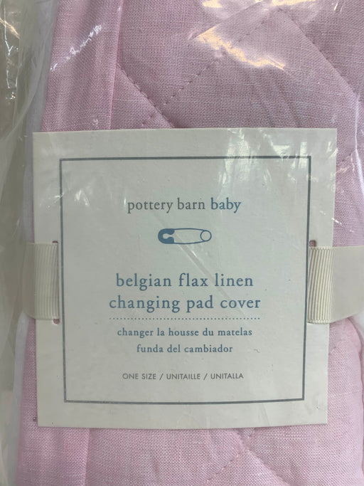 secondhand Pottery Barn Kids Changing Pad Cover, Belgian Flax Linen Pink