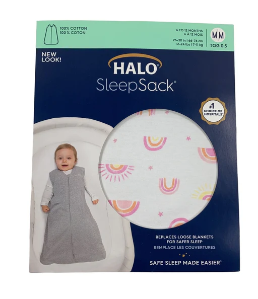 used Halo Cotton Sleepsack, M, Sunshine Rainbows