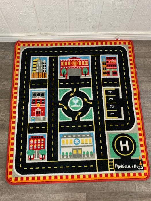 secondhand Melissa & Doug Round The City Rescue Rug, With Cars