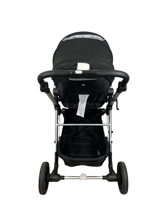 Mockingbird Single Stroller, 2023, Black, Windowpane, Silver With Black Leather