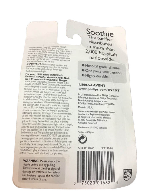 secondhand Philips Avent Soothie Pacifiers, 0-3 Months, 2-Pack