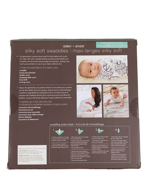 secondhand Aden + Anais Silky Soft Swaddles, 3 Pack, Metallic Primrose Birch