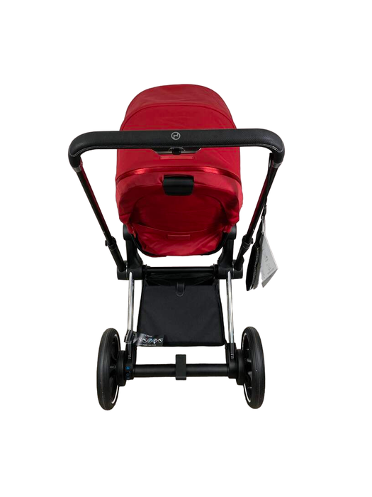 Cybex E-PRIAM Electric Stroller, 2019, Chrome With Black Details, True Red