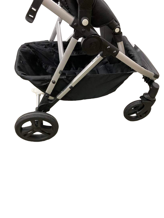 used Mockingbird Single Stroller, 2023, Watercolor Drops, Silver With Black Leather, Black