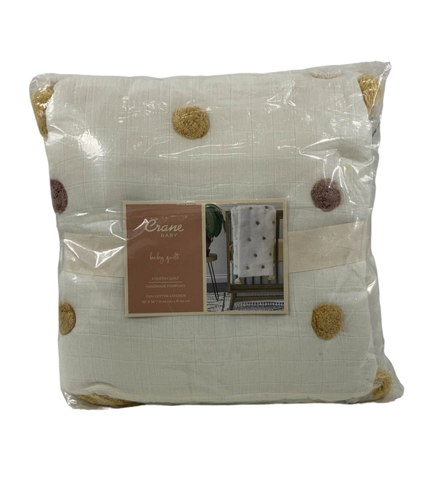 used Crane Baby Quilted Blanket, Kendi Pom Pom White