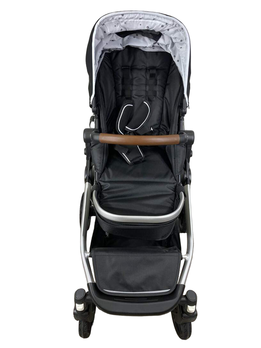 secondhand Mockingbird Single to Double Stroller, 2023, Watercolor Drops, Black , Silver with Penny Leather