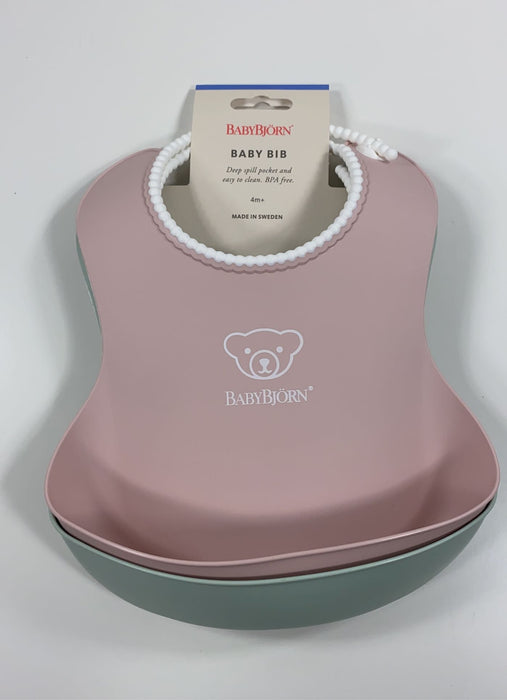 used BabyBjorn Bibs, Powder Green/Powder Pink