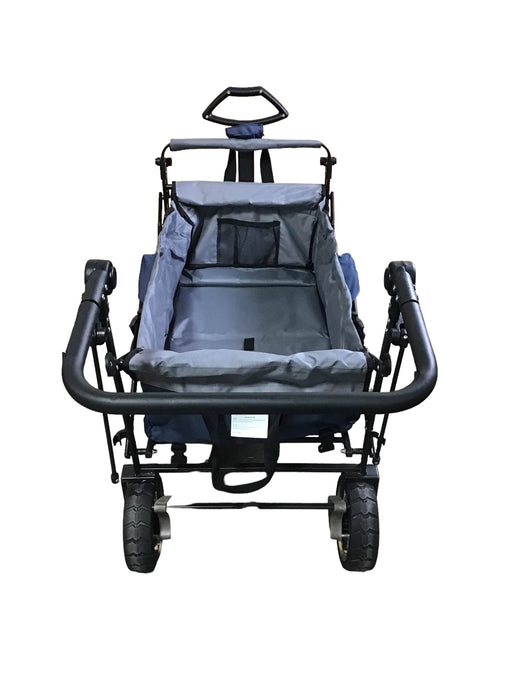 used Wonderfold S4 Push & Pull Premium Utility Folding Wagon with Canopy, Blue, CP Model