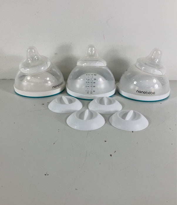 secondhand Nanobébé Breastmilk Baby Bottles 3-Pack, Teal