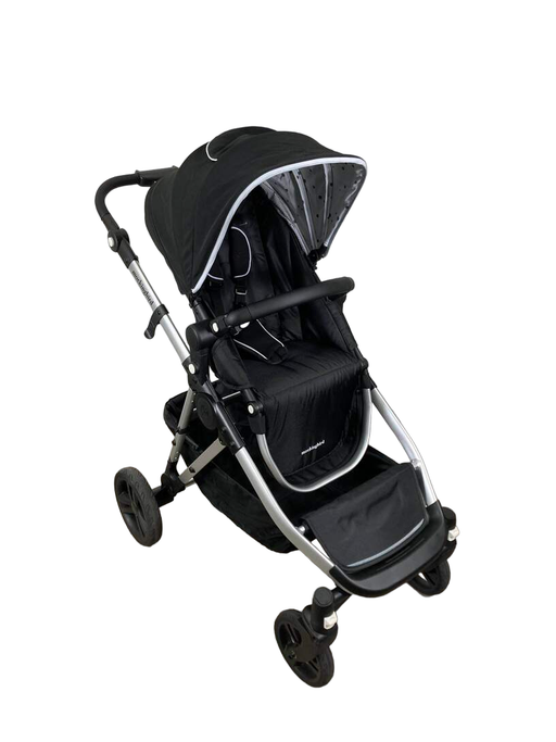 used Mockingbird Single to Double Stroller, 2023, Silver with Black Leather, Watercolor Drops, Black