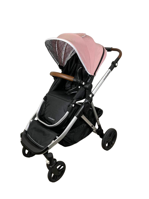 secondhand Mockingbird Single to Double Stroller, 2023, Windowpane, Silver with Penny Leather, Bloom