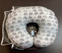 secondhand Boppy Nursing and Infant Support Luxe Pillow, Elephants/ Grey Buffalo Plaid