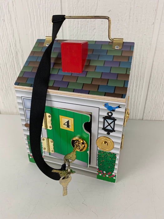 used Melissa & Doug Take-Along Wooden Doorbell Dollhouse