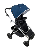 used Mockingbird Single to Double Stroller, 2023, Silver with Black Leather, Windowpane, Sea