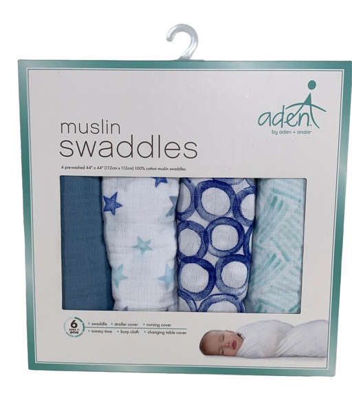 used Aden + Anais Cotton Muslin Swaddle, 4pk