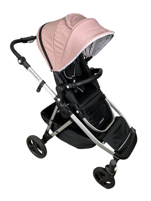 used Mockingbird Single to Double Stroller, 2023, Matte Black with Matte Black Leather, Watercolor Drops, Bloom