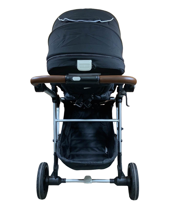 Mockingbird Single Stroller, 2023, Black, Windowpane, Silver With Penny Leather