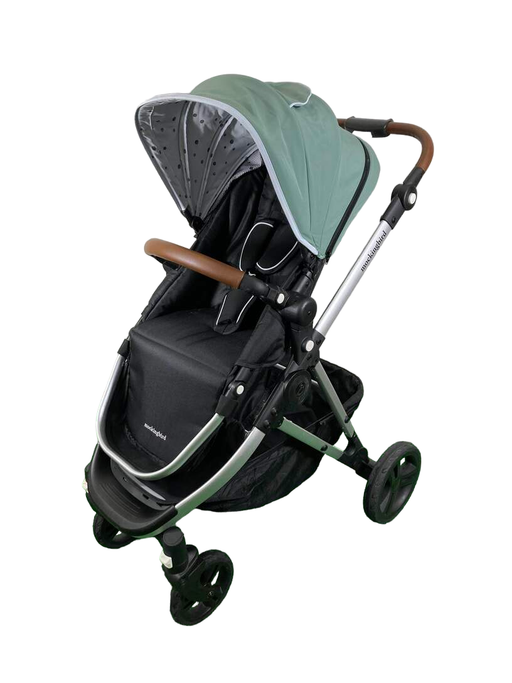 secondhand Mockingbird Single Stroller, 2023, Sage, Watercolor Drops, Silver With Penny Leather