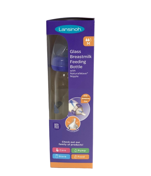 secondhand Lansinoh Breastmilk Feeding Glass Bottle, 8 Oz