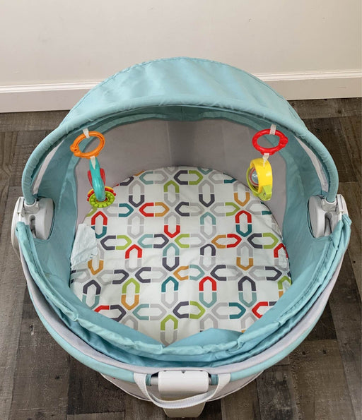 secondhand Fisher Price On-the-Go Baby Dome, Teal with multicolored shapes