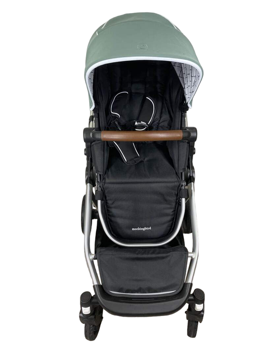 secondhand Mockingbird Single to Double Stroller, 2022, Silver with Penny Leather, Windowpane, Sage