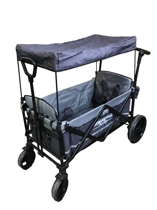 secondhand Wonderfold X2 Push + Pull Double Stroller Wagon, 2019, Stone Gray