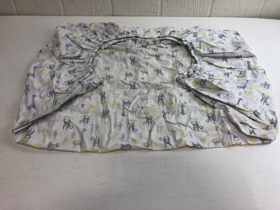 secondhand Cloud Island Fitted Crib Sheet, Giraffe’s and Monkeys