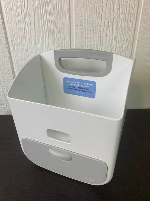 used Ubbi Diaper Caddy, White & Grey