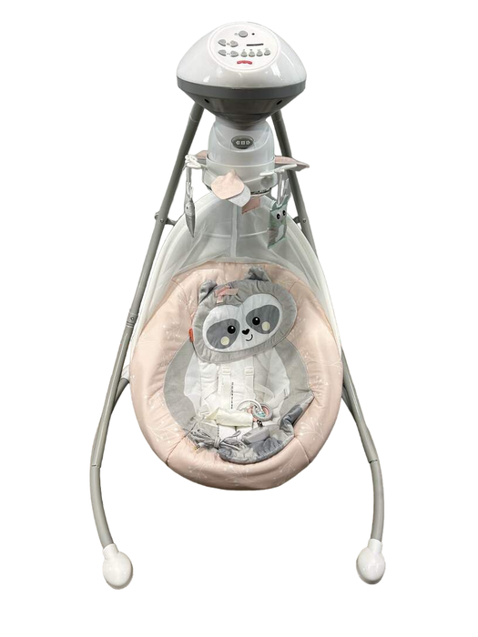 used Fisher Price Cradle 'n Swing, Pink Baby Racoon