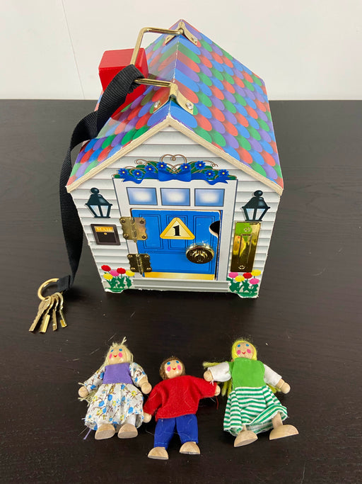 used Melissa & Doug Take-Along Wooden Doorbell Dollhouse