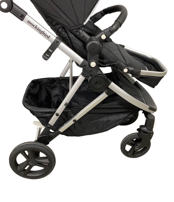 used Mockingbird Single Stroller, 2022, Black, Windowpane, Silver With Black Leather