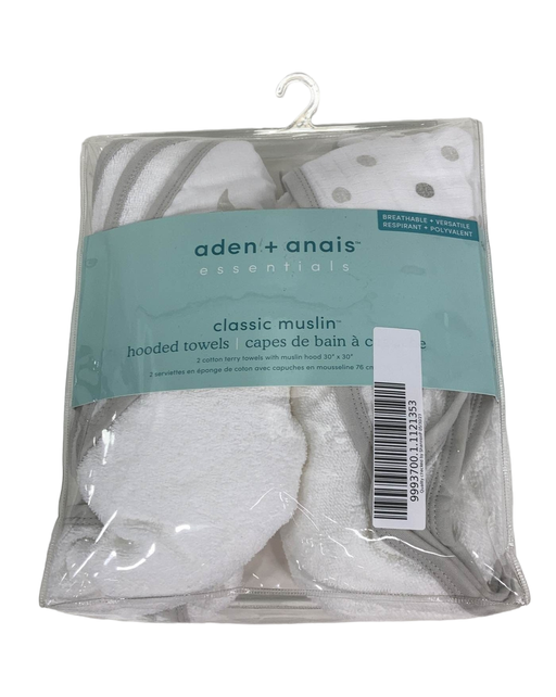 used Aden + Anais Essentials Cotton Muslin Hooded Towel, 2 Pack, Dusty