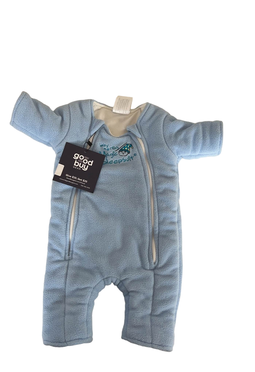 used Baby Merlin's Magic Sleepsuit, Large 6-9 Months, Fleece, Blue