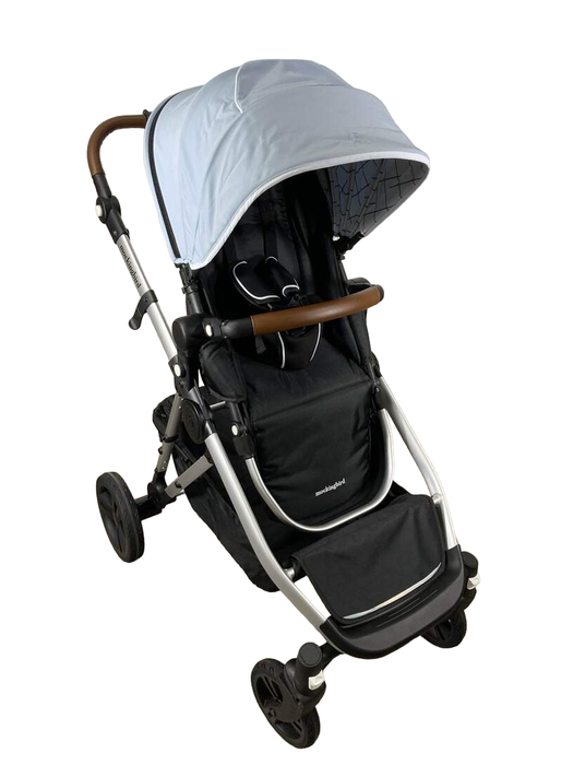 used Mockingbird Single to Double Stroller, 2022, Silver with Penny Leather, Windowpane, Sky