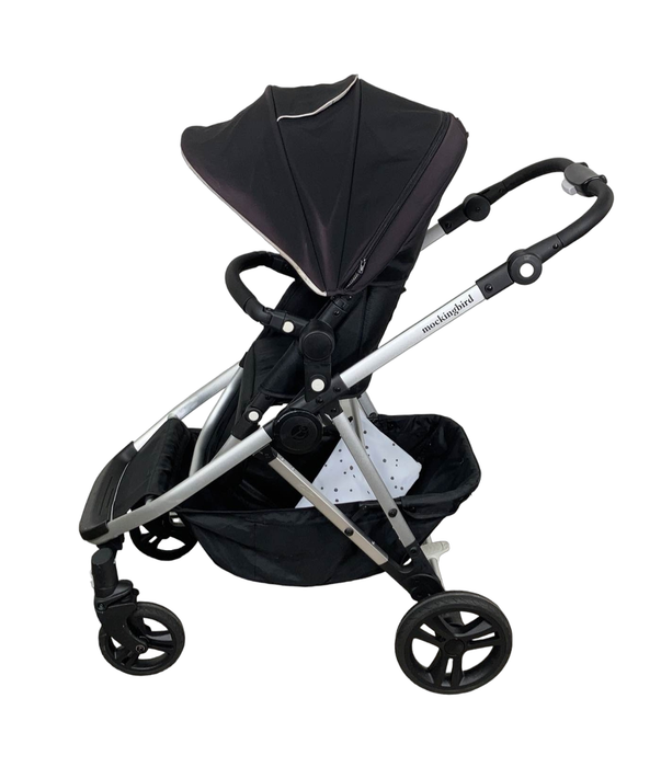 secondhand Mockingbird Single to Double Stroller, 2022, Silver with Black Leather, Windowpane, Black