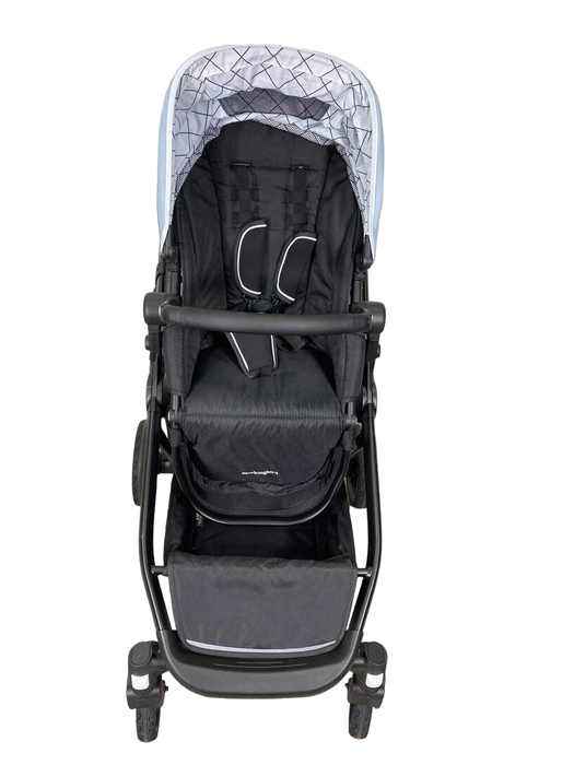 secondhand Mockingbird Single to Double Stroller, 2022, Matte Black with Matte Black Leather, Windowpane, Sky