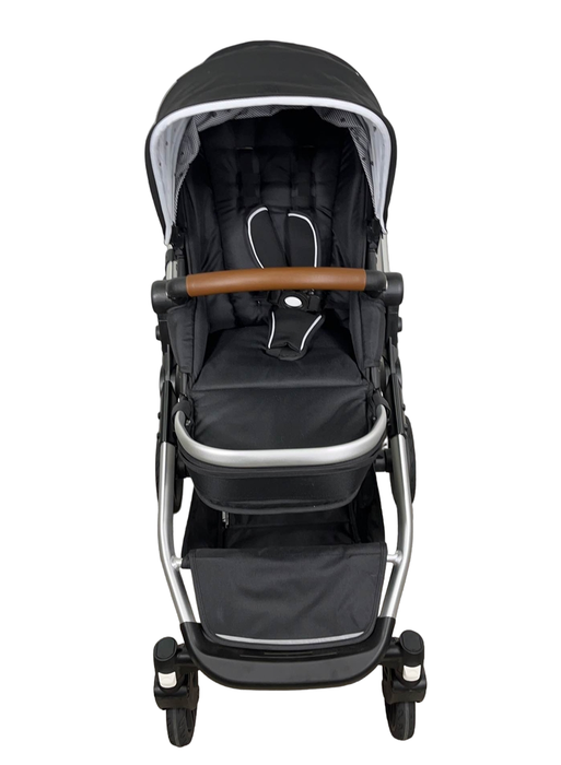 Mockingbird Single to Double Stroller, 2023, Silver with Penny Leather, Watercolor Drops, Black