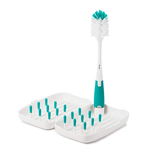 used OXO Tot On The Go Drying Rack With Bottle Brush, Teal