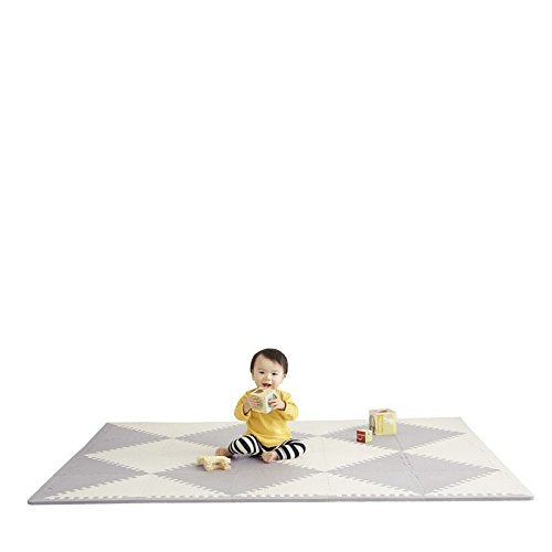 used Skip Hop Interlocking Foam Floor Tiles Playspot, Grey/Peach